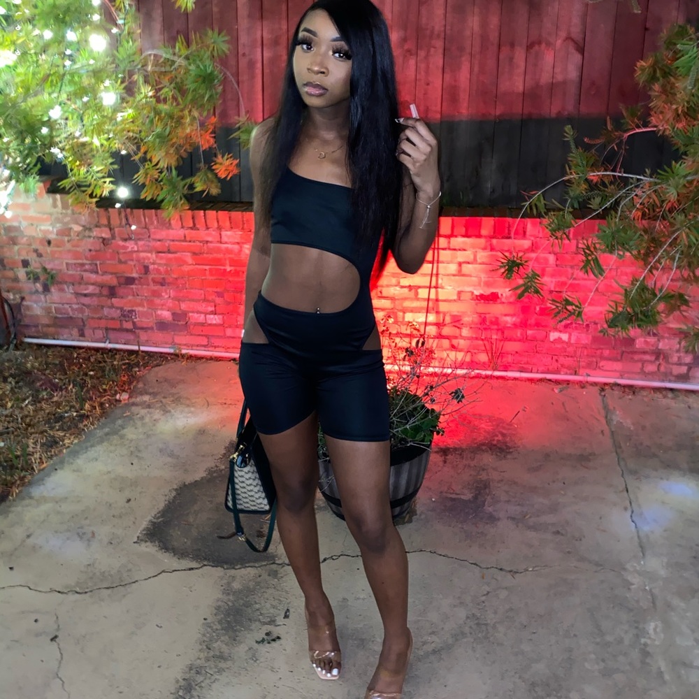 Black fitted cut out romper